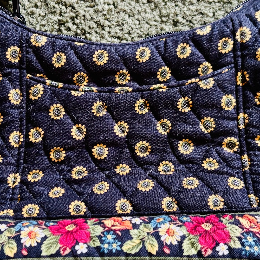 Vera Bradley Cotton Quilted Black and Blue Sunflowers and Floral Shoulder Bag - Picture 11 of 11